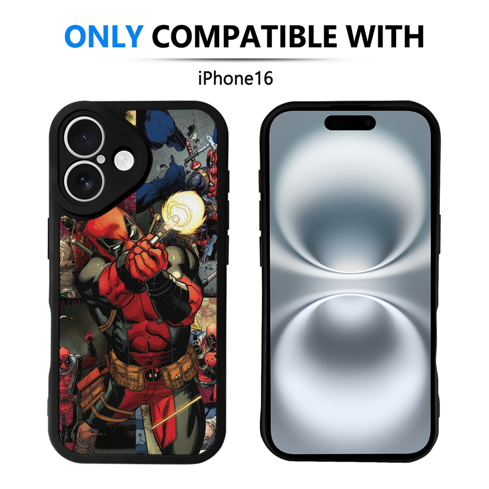 （画像用） Deadpool デッドプール 【iPhone 16シリーズ対応】シリコンスマホケース（レザー調） 材質：シリコン